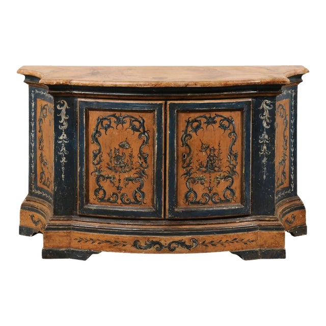 19th Century Painted Bow-Front Cabinet, Italy For Sale