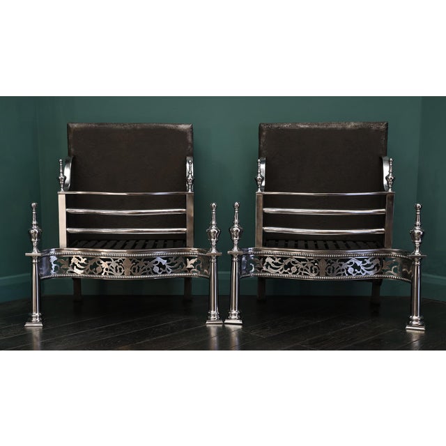 1990s Free-Standing Polished Steel Fire Grate, 1990 For Sale - Image 5 of 6