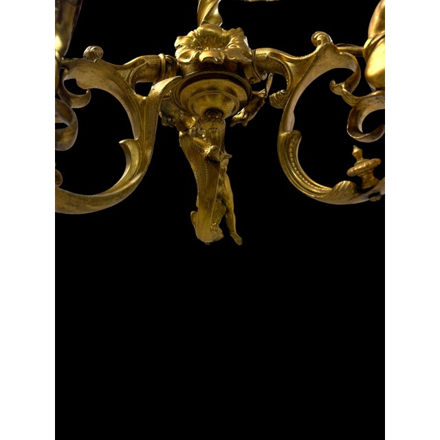 Gold 19th Century French Gilt Bronze Three-Light Chandelier by Marchand For Sale - Image 8 of 9