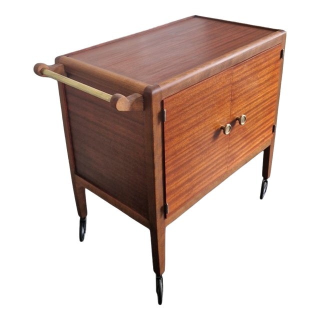 Art Deco Rolling Serving Cart with Removable Tray, 1930 For Sale