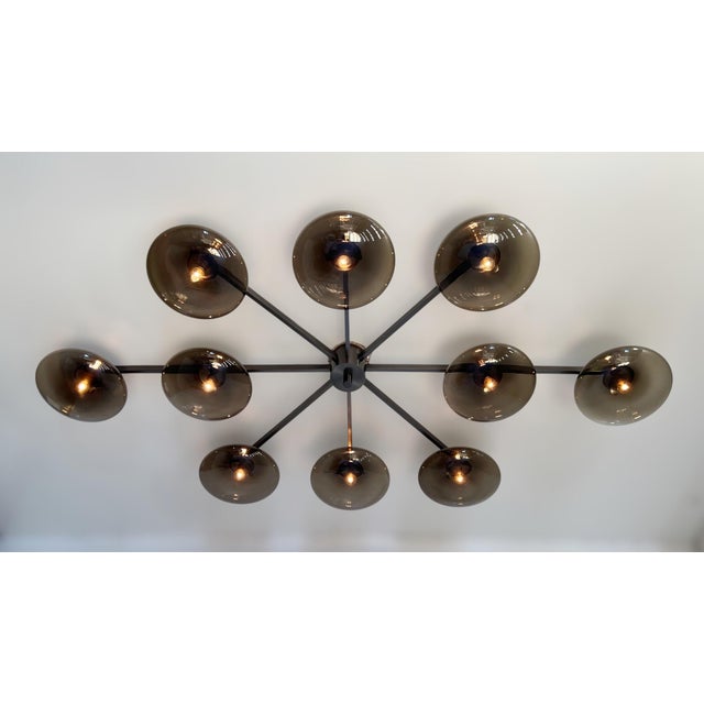 21st Century Dieci Satin Black Nickel Smoky Murano Flush Mount by Fabio LTD For Sale - Image 6 of 6