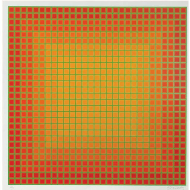 1981 Op Art Geometric Serigraph by Julian Stanczak, "Let It Be Orange" For Sale - Image 4 of 4