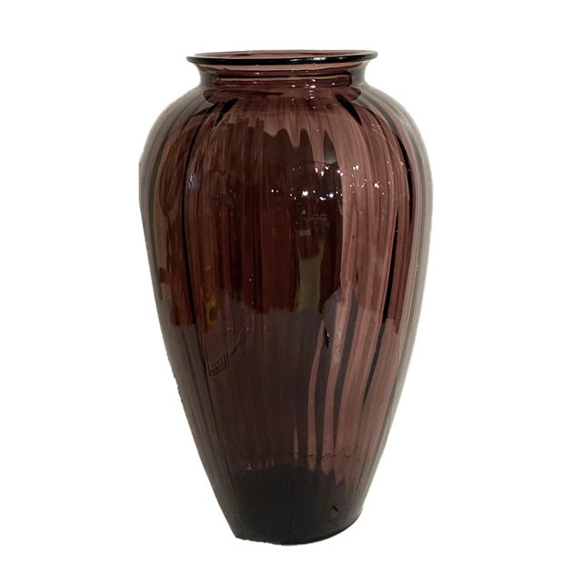 Large and elegant European nicely shaped amethyst color art glass Vase ,12.75" h by 7" D .fits any decor