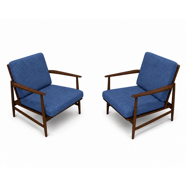 Mid-Century Modern Mid Century Modern Walnut Lounge ChairS—pair For Sale - Image 3 of 5