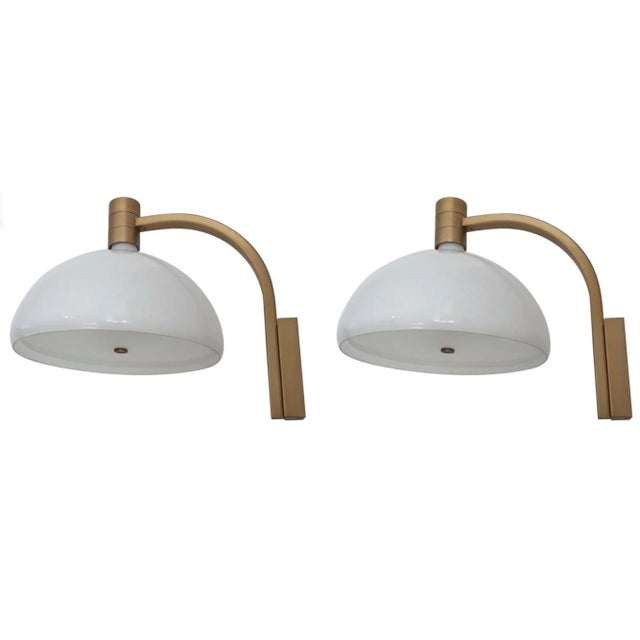 Contemporary Set of Six Mid-Century Sconces With Opaline White Glass by Sirrah. Italy, 1960's For Sale - Image 3 of 7