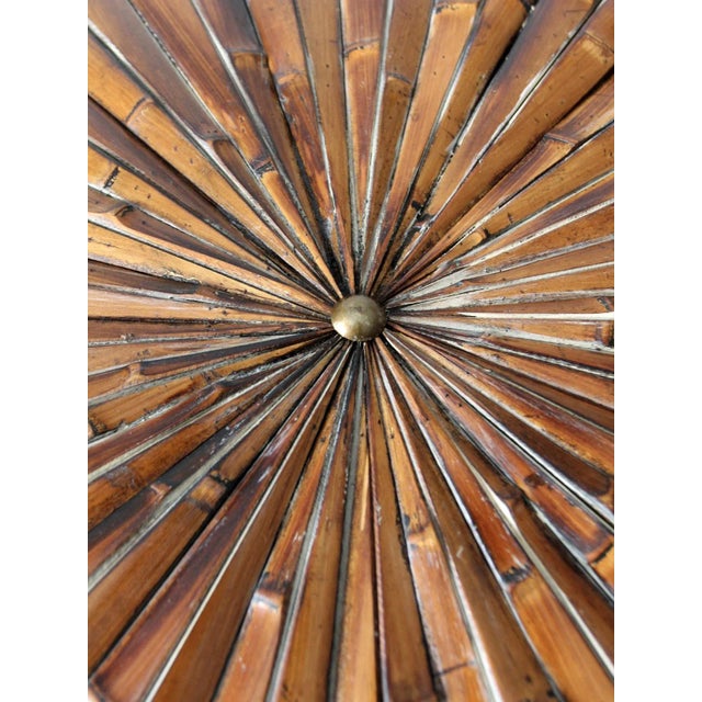 Brown Antique Round Bamboo Accent Table For Sale - Image 8 of 11