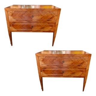 Italian Neoclassical Chevron Chests of Drawers, 1890s, Set of 2 For Sale