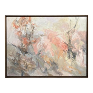 Signed r.m. Burrer Abstract Expressionist Painting 'Trees in October' 1964 For Sale