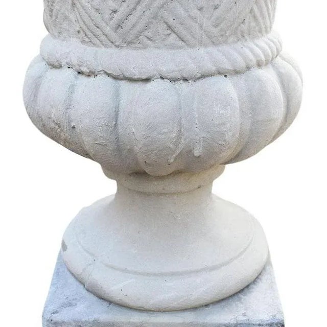 Round Fluted Concrete Basket Weave Garden Planters a Pair Chairish