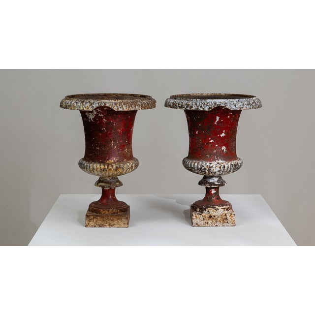 Late 19th Century France Burnt Orange Iron Urns For Sale In Greensboro - Image 6 of 10