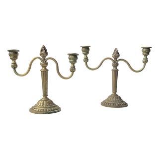 Vintage French Louis XIV Style Candelabras in Bronze, 1920s, Set of 2 For Sale
