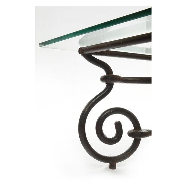 Vintage Iron Coffee Table with Glass Top For Sale - Image 5 of 7