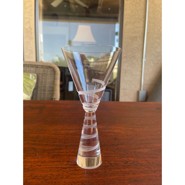 Mid-Century Modern Vintage 1980s Salviati Eliche Venetian Crystal Martini Glasses - Pair For Sale - Image 3 of 5