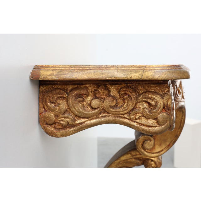 Wood 20th Century Louis XV Giltwood Wall Console, France, 1950s For Sale - Image 7 of 12