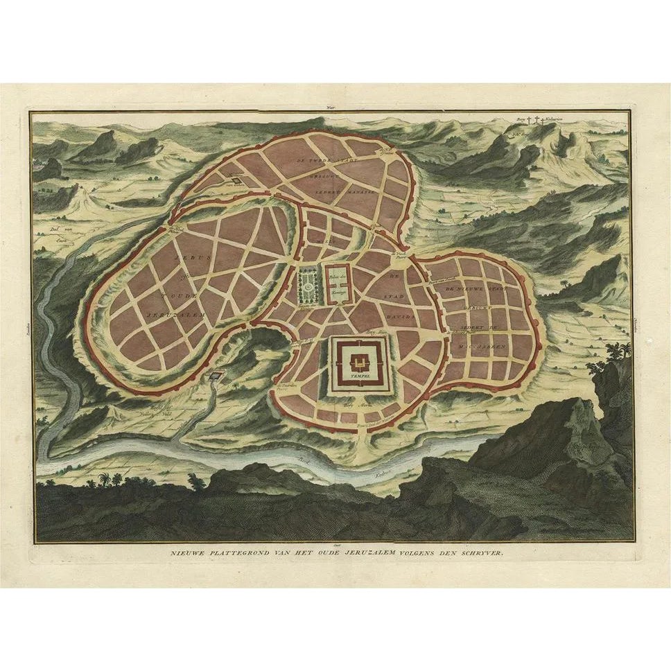 Antique Map of Ancient Jerusalem, 1725 | Chairish