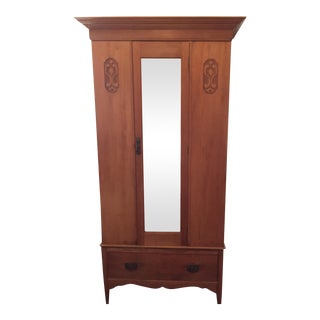 Mirrored Door Eucalyptus Armoire For Sale