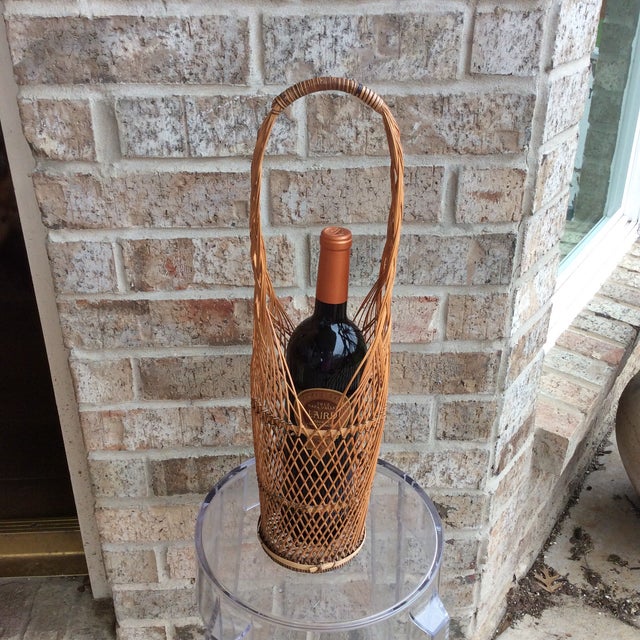 Vintage 1970s Rattan Wicker Wine Bottle Holder Chairish