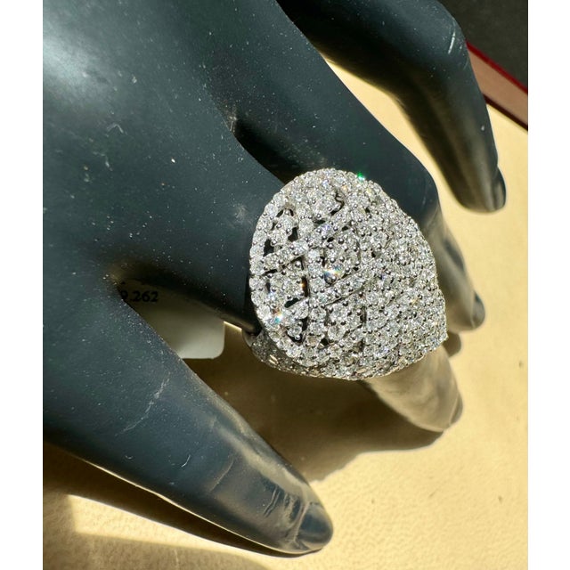 4.29 Ct Natural Brilliant Cut Diamond Cocktail Ring Pear Shape Size 6.75, 18KG For Sale In New York - Image 6 of 18