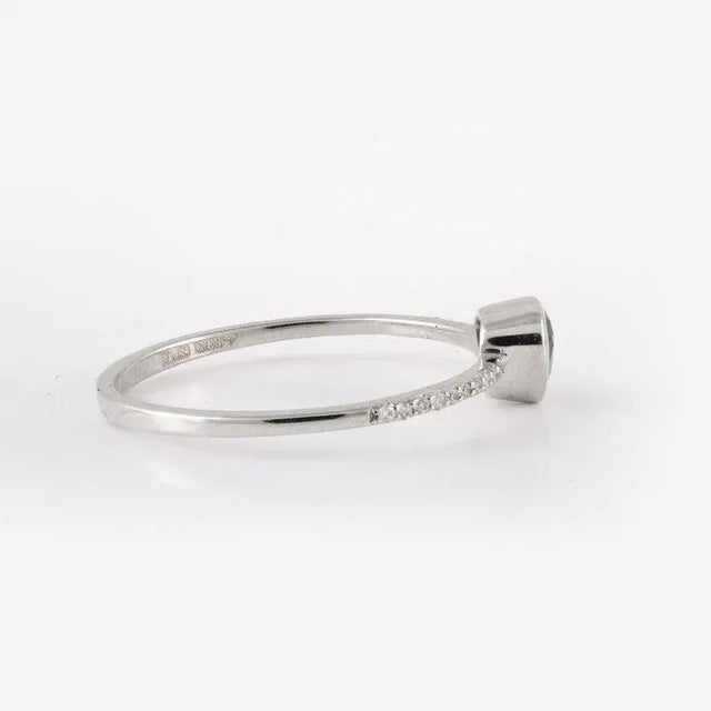 Metal 18k Solid Gold Blue Sapphire Heart Promise Ring Size 7 ( All Sizes Available ) For Sale - Image 7 of 13