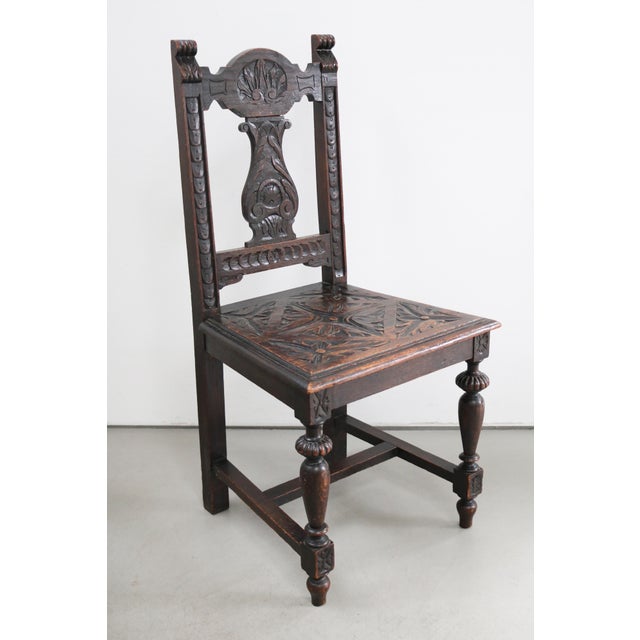 Neo-Renaissance Carved Solitary Oak Chair with Vegetal Motifs, 1900 For Sale - Image 10 of 10