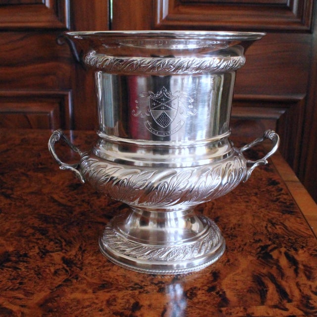 Pair English Silver Plate Campagna Urns- Champagne / Wine Coolers For Sale - Image 11 of 15