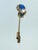 Metal Vintage Mid Century Silver Tone Blue Faux Star Sapphire Cabochon Stick Pin For Sale - Image 7 of 15