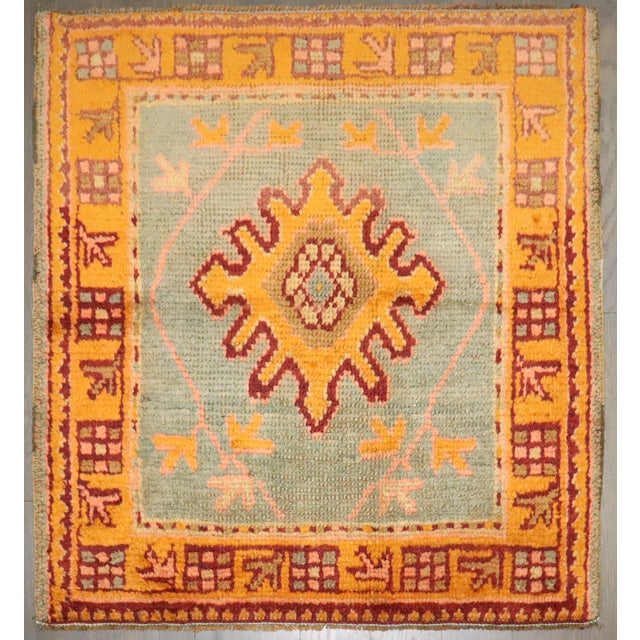 a pair /set of 20th Century Antique Turkish Oushak Small Square Carpets Details rug no. j4931 j4932 sizes 3'2'' x 3' & 3'...