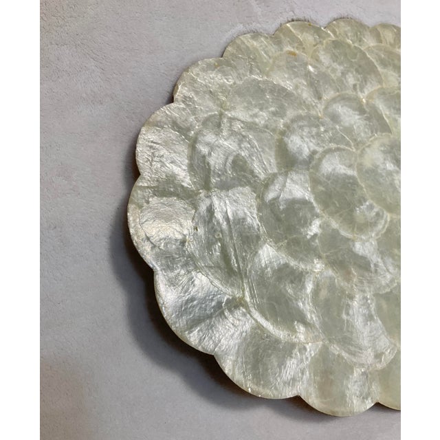 Vintage Set of 7 Oval Scalloped Capiz Shell Placemats, Philippines Chairish