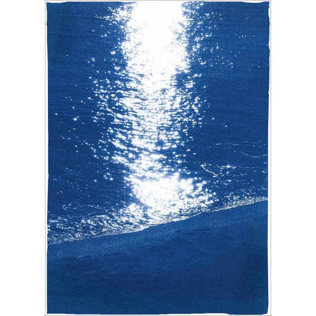 2021 "Dark Beach Sunrise" Contemporary Seascape Blue and White Cyanotype For Sale In Miami - Image 6 of 6