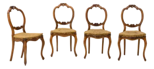 Vintage Walnut Side Chairs, 1880, Set of 4