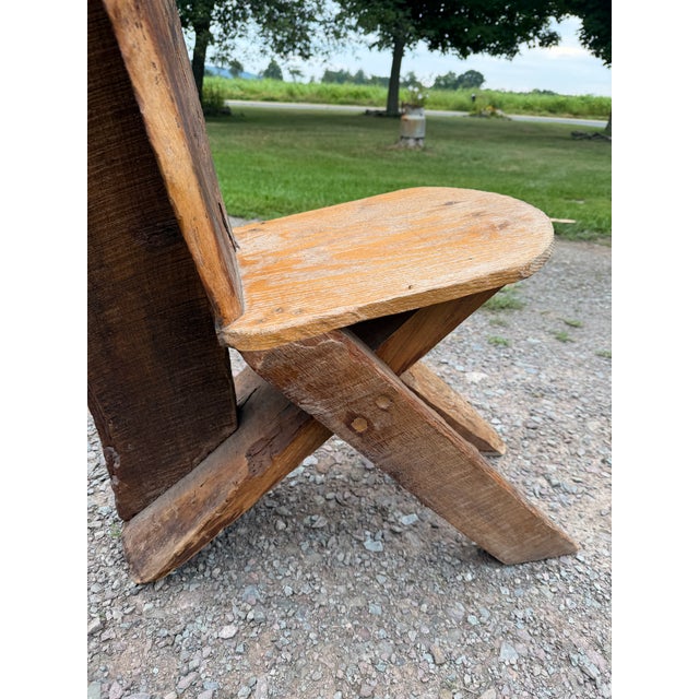 Vintage Primitive Live Edge Slab Stargazer Viking Chair (47x12) For Sale - Image 9 of 18