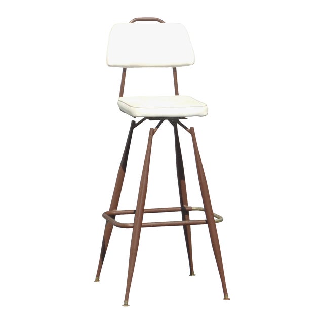 Mid-Century Modern White & Brown Swivel Barstool Bar Stool ... (640 x 640 Pixel)
