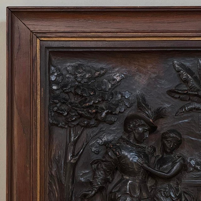 Wood 19th Century Renaissance Revival Carved Walnut Framed Panel For Sale - Image 7 of 16