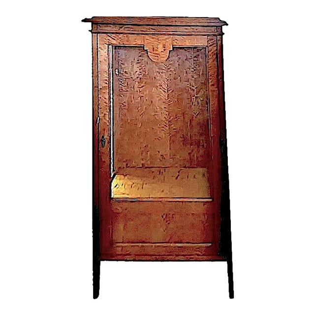 19th-Century Tiger Maple and Glass Display Cabinet With Four Shelves For Sale