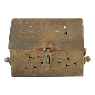 Vintage Brass Treasure Box Shaped Cricket Box For Sale