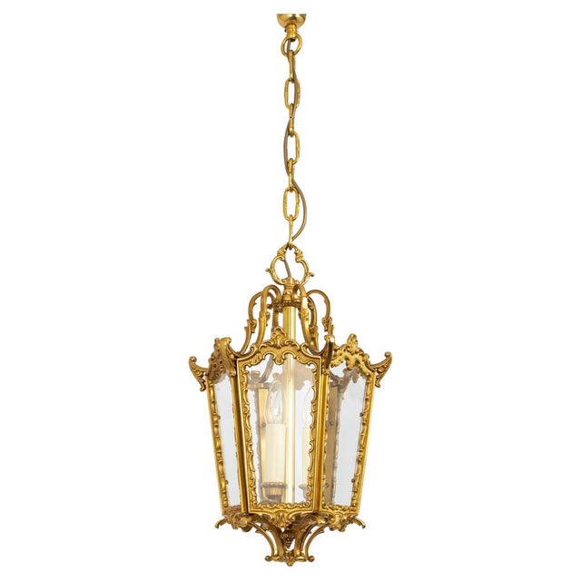 Brass Lantern Pendant Light, Germany, 1960s For Sale - Image 11 of 11