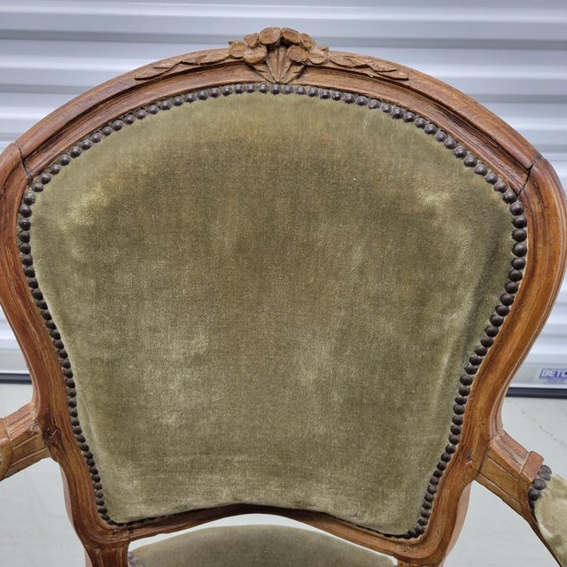 French Provincial 19th-C. French Louis XV Provincial Carved Walnut Open Armchair — Pegged Construction For Sale - Image 3 of 12