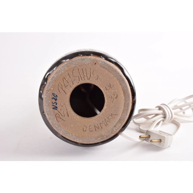 Mid-Century Danish Brown Glazed and Striped Ceramic Table Lamp from Palshus, 1960s For Sale - Image 10 of 12