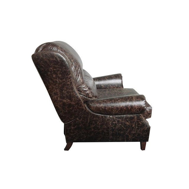 English Rolled Arm Recliner - Dark Brown Leather For Sale - Image 4 of 7