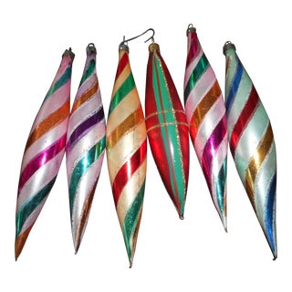Vintage Icicle Christmas Ornaments - Set of 6 For Sale