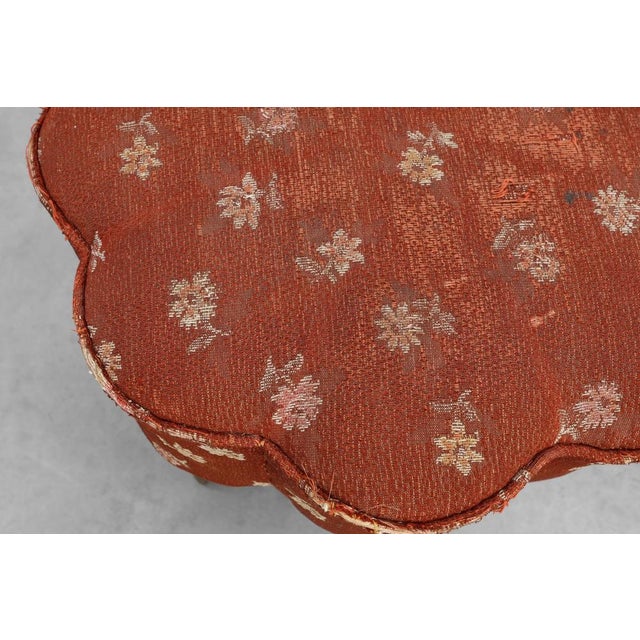 Wood Art Deco Stool with Curved Legs and Flower Form Seat with Upholstery, France, 1920s For Sale - Image 7 of 11