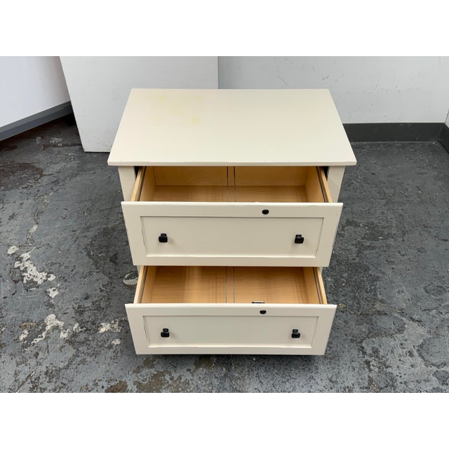 Wood Eggshell Two Drawer File Cabinet For Sale - Image 7 of 12