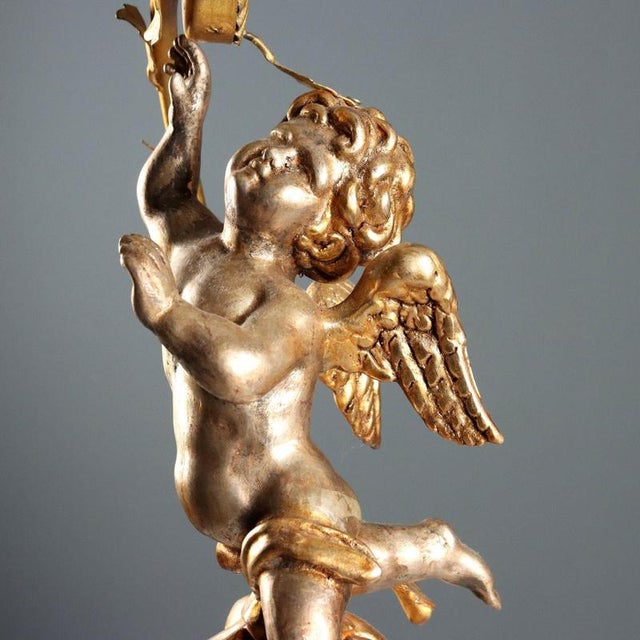 Carved and Gilded Wooden Candelabra, Set of 2 For Sale - Image 5 of 12