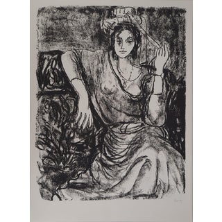 Leopoldo Presas, Young Woman in a Hat, Lithograph For Sale
