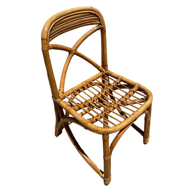 Mid-Century Modern 1950s Restored Mid-Century Rattan Dining Side Chairs With "X" Back- Set of 3 For Sale - Image 3 of 8