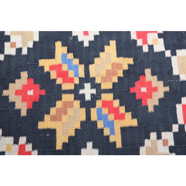 Ink Blue 1970s Handmade Vintage Area Turkish Floor Kilim For Sale - Image 8 of 10