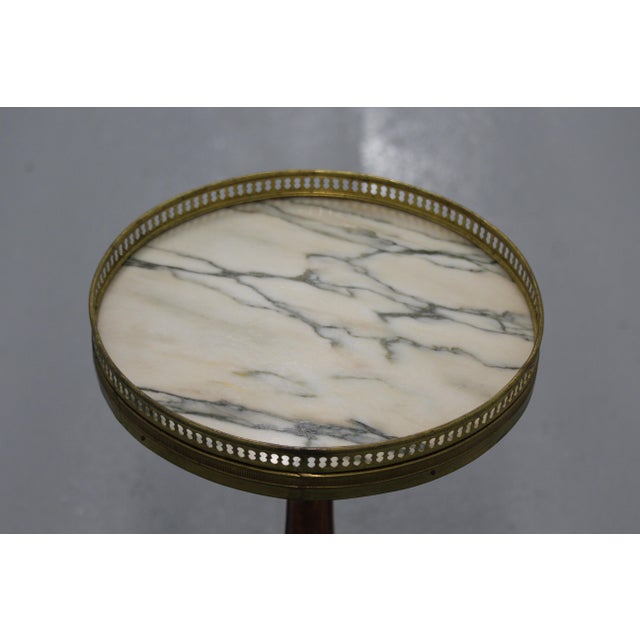 Metal Small Round Side Table with White Marble Top For Sale - Image 7 of 12
