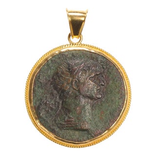 Roman Bronze Trajan Coin Pendant For Sale