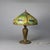 Antique Bradley & Hubbard Arts and Crafts Reverse Painted Floral Lamp Signed For Sale - Image 11 of 12