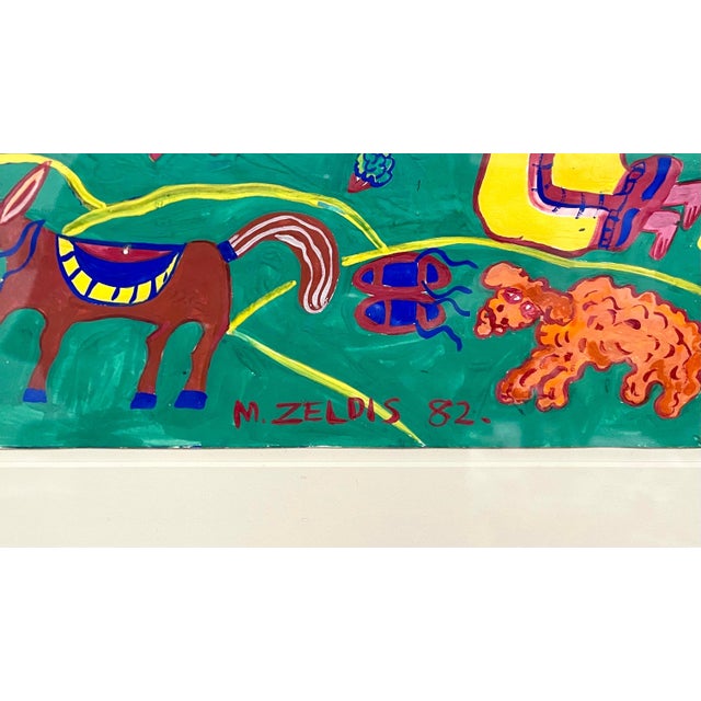 Malcah Zeldis, Malcah Zeldis Folk Art Gouache Moses Bible Painting Self Taught Outsider Artist, 1982 For Sale - Image 4 of 9